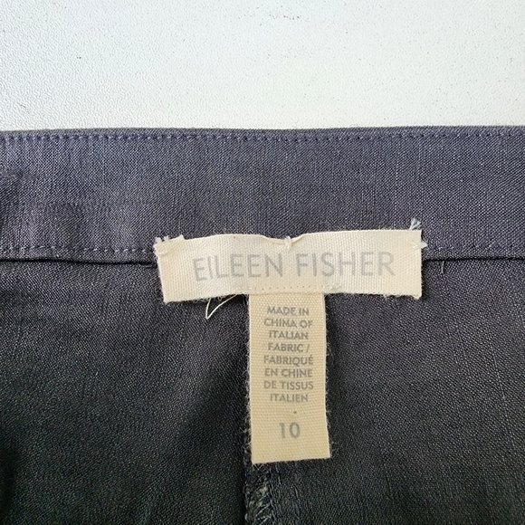 Eileen Fisher Pants Womens Black Organic Linen  Rayon Wide Leg Side Zip Sz 10 - Picture 6 of 10